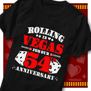 Camiseta Casal do 54º Aniversário de Vegas Cassino Dados Ro
