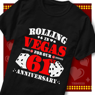 Camiseta Casal do 61º Aniversário de Vegas Cassino Dados Ro