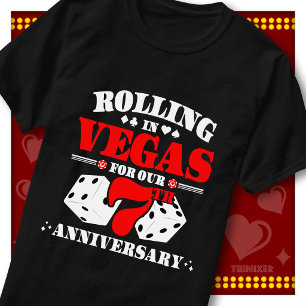 Camiseta Casal do 7º Aniversário de Vegas Cassino Dados Rol