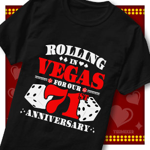 Camiseta Casal do 71º Aniversário de Vegas Cassino Dados Ro