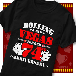 Camiseta Casal do 74º Aniversário de Vegas Cassino Dados Ro