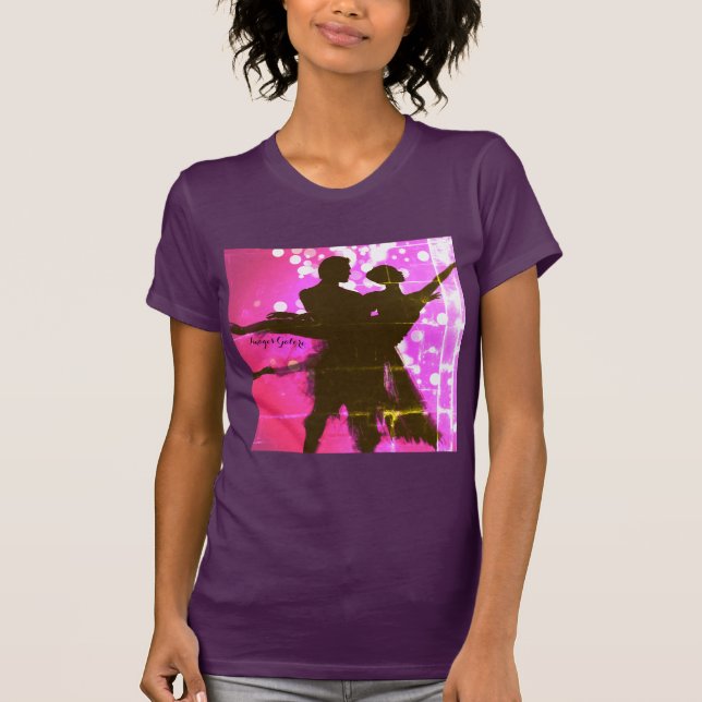 Camiseta Casal do balé a cor-de-rosa (Frente)