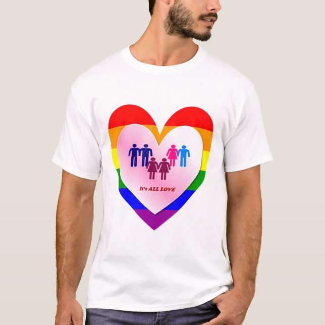 Camiseta Casal do coração do Orgulho Todo-Amor (Frente)