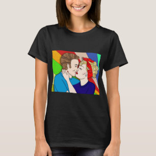 Camiseta Casal do estilo de arte Pop da Retro 1950 
