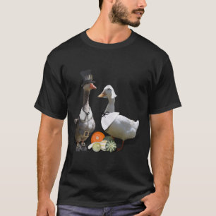Camiseta Casal do Pato de Peregrino de Ação de Graças
