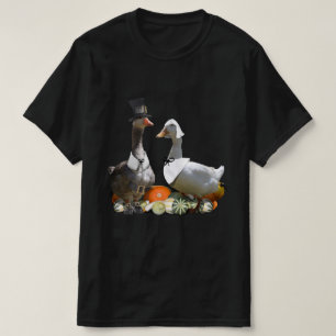 Camiseta Casal do Pato de Peregrino de Ação de Graças