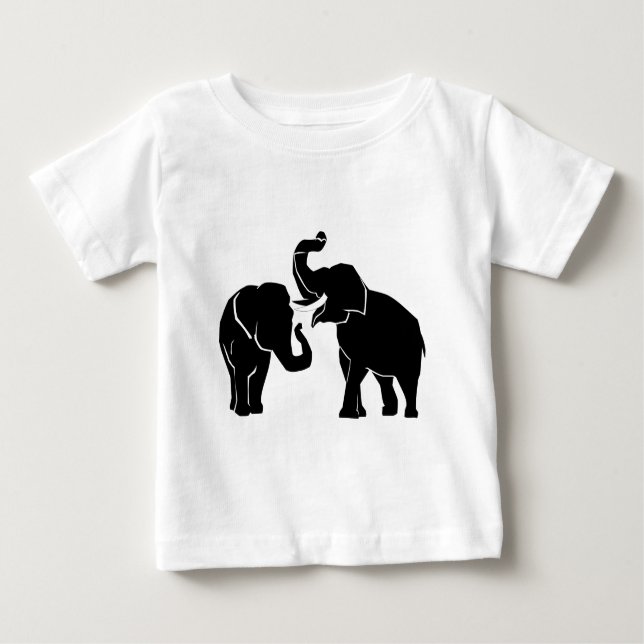 Camiseta Casal Elefante Cores Personalizadas Camisa-Bebê (Frente)
