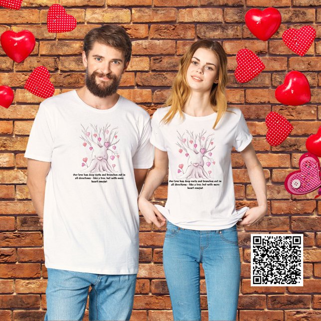 Camiseta Casal Engraçado Correspondente a Namorados de Árvo (Criador carregado)