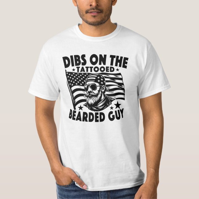 Camiseta Casal Engraçado de Barba e Tatuagem Combinando (Frente)