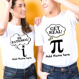Camiseta Casal engraçado Pi dia- na unidade imaginária