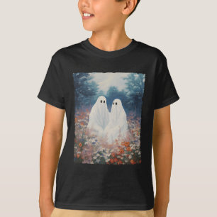 Camiseta Casal Fantasma Do Vintage Gothic Floral Halloween
