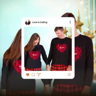 Camiseta Casal Floral Dia de os namorados Forma Coração Ver