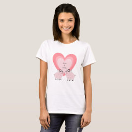 Camiseta Casal fofo de porquinho rosa