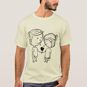 Camiseta Casal Fofo Segurando Coração