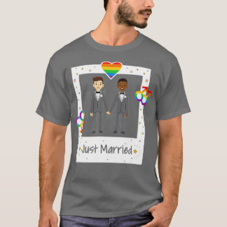 Camiseta Casal gay Recem casados Casamento Rainbow LGB