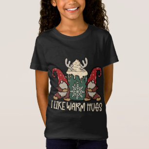 Camiseta Casal Gnomo De Natal Bonito Com Cacau Quente Eu Go