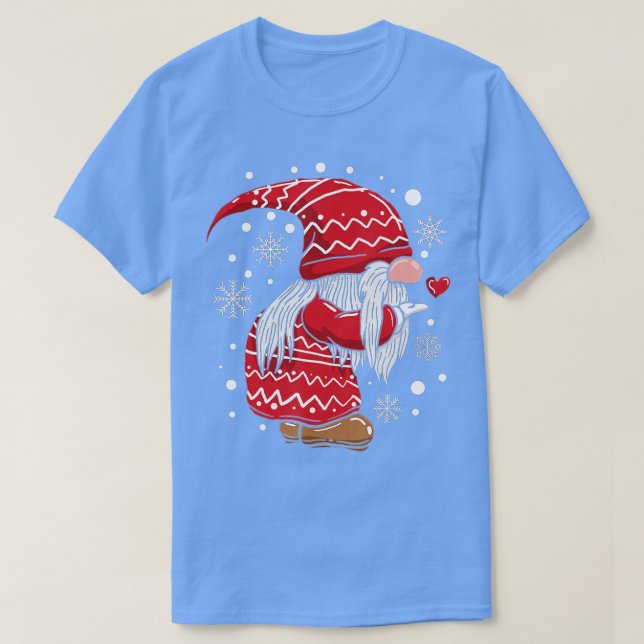 Camiseta Casal Gnomo De Natal Correspondente Para Ele (Frente do Design)