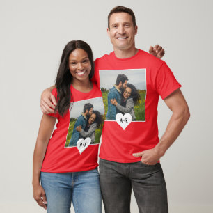 Camiseta Casal inicial do Monograma de Foto Moderno Persona