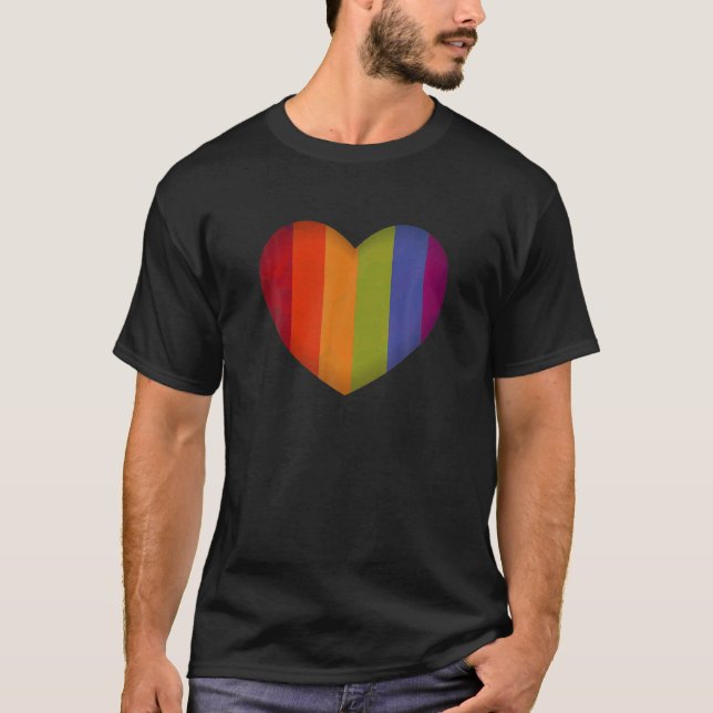 Camiseta Casal LGBT Gay de Orgulho Cardíaco Dia de os namor (Frente)