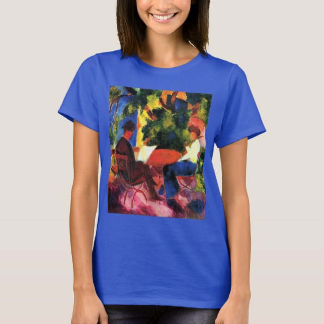 Camiseta Casal Na Mesa Do Jardim de August Macke (Frente)