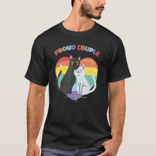 Camiseta Casal Orgulhoso Gato Lgbt Gay Lésbica Arco-íris Or