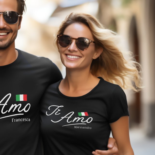 Camiseta Casal Personalizado De Script Do Ti Amo (Ti Amo Women's Tee from Ti Amo Couple's Set)
