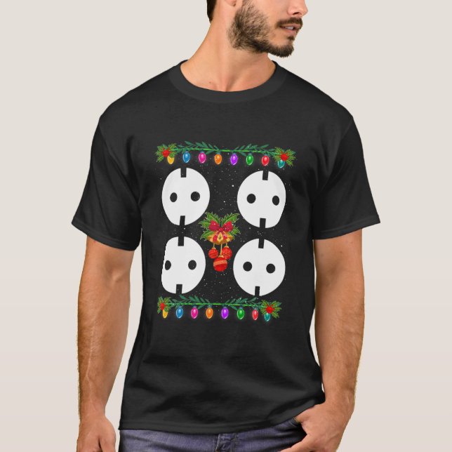 Camiseta Casal Plug Socket Correspondente à Árvore de Natal (Frente)
