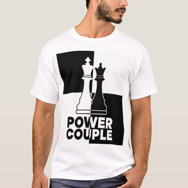 Camiseta Casal Poderoso Rei e Rainha de Xadrez (Frente)