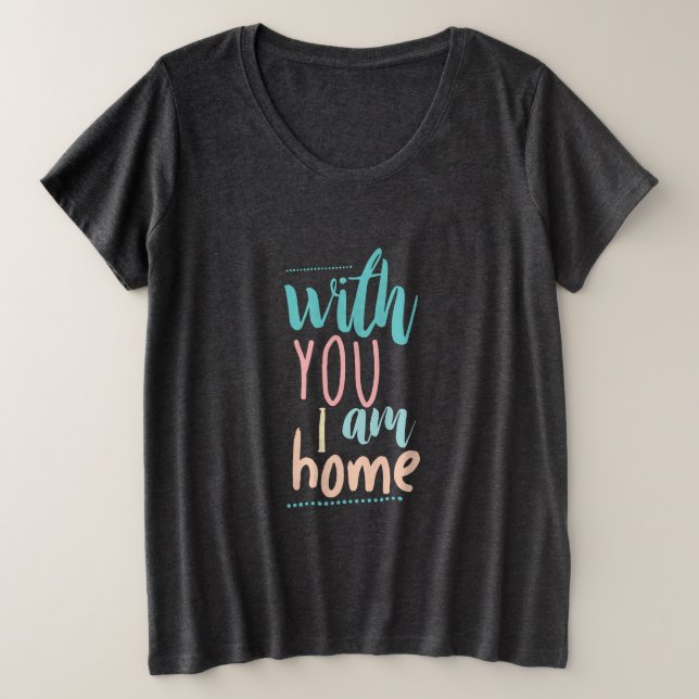 Camiseta Casal Presente Com Você Estou Em Casa (Frente do Design)
