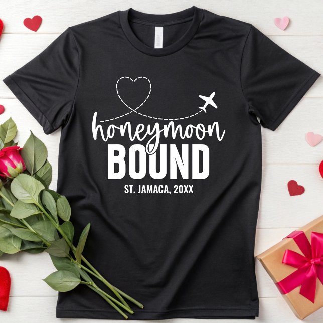 Camiseta Casal Recém-Casado Viagem de Lua de Mel Personaliz (Criador carregado)