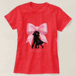 Camiseta Casal Romântico Dança com Amor Laço Rosa