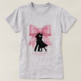 Camiseta Casal Romântico Laço Rosa Dança Com Amor