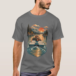 Camiseta Casal Romântico no Lago da Montanha ao Pôr do Sol