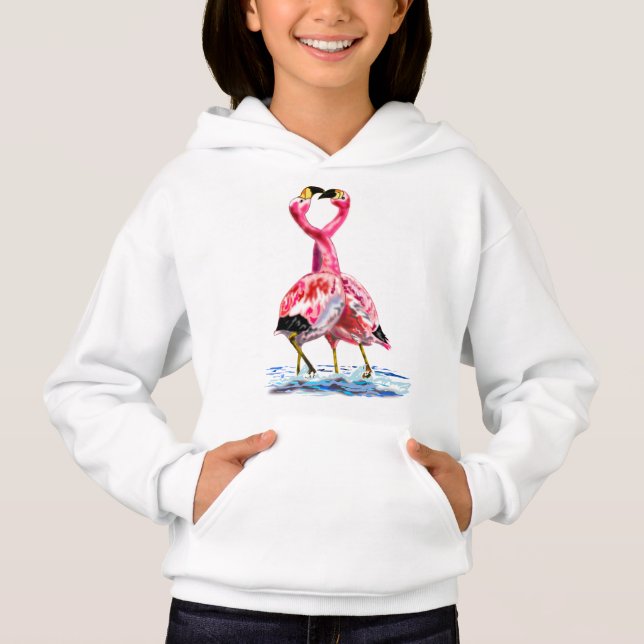 Camiseta Casal Rosa Flamingo Hoodie (Frente)