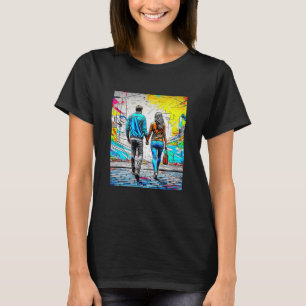 Camiseta Casal Segurando Mãos Arte Urbana