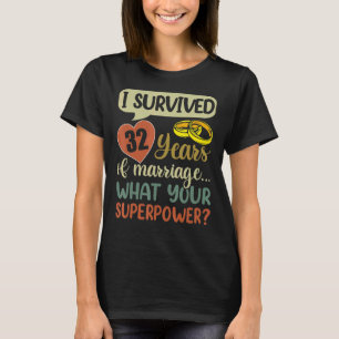 Camiseta casamento 32º Casais de aniversário que sobrevivi 