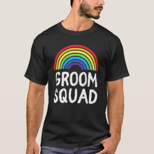 Camiseta Casamento Arco-íris LGBT Noivo Esquadra Equipe Gay