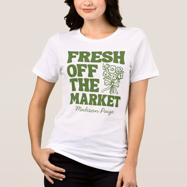Camiseta Casamento Caprichoso Recém-chegado ao Mercado Verd (Frente)