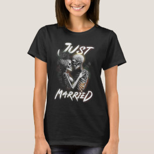 Camiseta Casamento Com Noiva De Esqueleto De Halloween E Ca