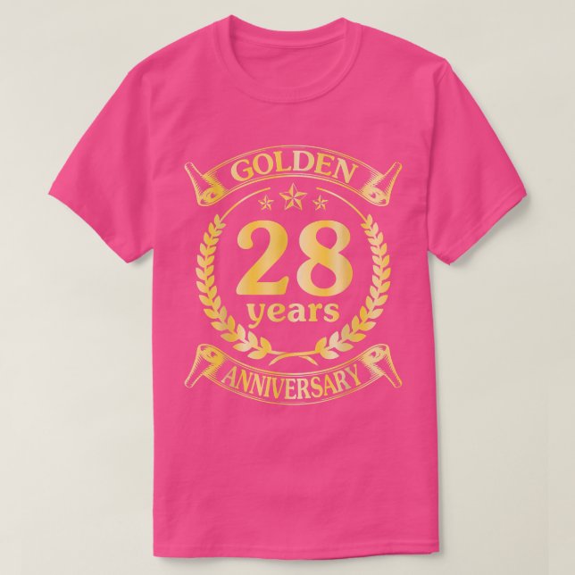 Camiseta Casamento Com Ouro De 28 Anos Para Hu (Frente do Design)