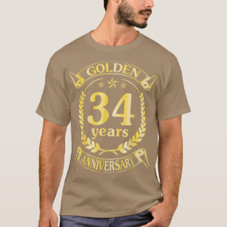Camiseta Casamento Com Ouro De 34 Anos Para Hu