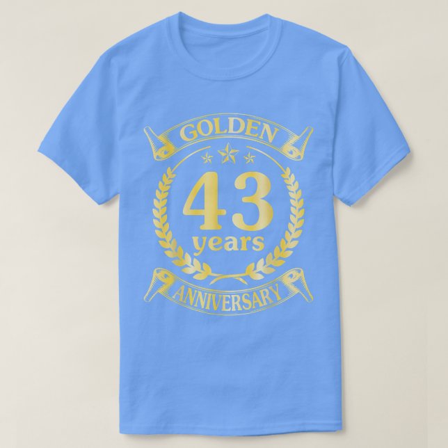 Camiseta Casamento Com Ouro De 43 Anos Para Hu (Frente do Design)