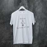 Camiseta Casamento com Tipografia Escrita Manuscrita de Man<br><div class="desc">Uma bela design de casamento com escrita por escrito manual minimalista e simples. Um design único que usa um estilo de casamento clássico de caligrafia pessoal. Uma design de carta escrita moderna. Uma elegante design de camiseta de casamento com elementos modernos, mas tradicionais. Os convites de casamento e outros artigos...</div>