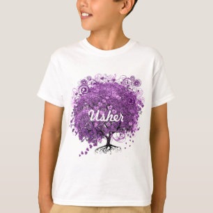Camiseta Casamento da árvore da folha de Purple Heart da