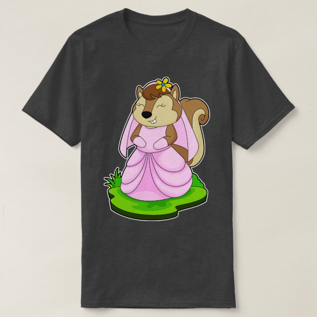 Camiseta Casamento da Flor de Esquilo Bride (Frente do Design)