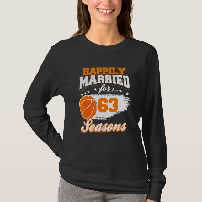 Camiseta Casamento de 63 anos, Aniversário de Basquete Casa (Frente)