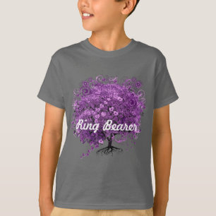 Camiseta Casamento de Árvore de Folha de Coração Roxo da Fl