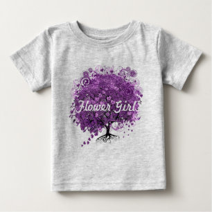 Camiseta Casamento de Árvore de Folha de Coração Roxo da Fl