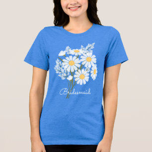 Camiseta Casamento de Bridesmaid da Daisies Brancas da Eleg
