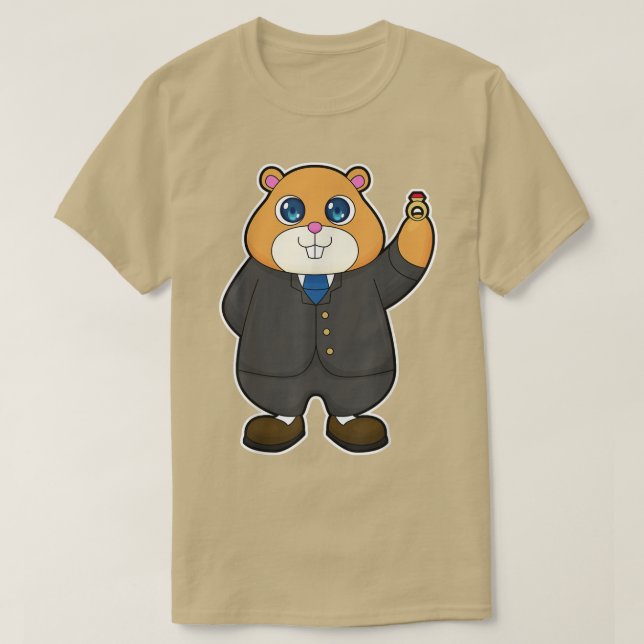 Camiseta Casamento de Casamento de Hamster Groom (Frente do Design)